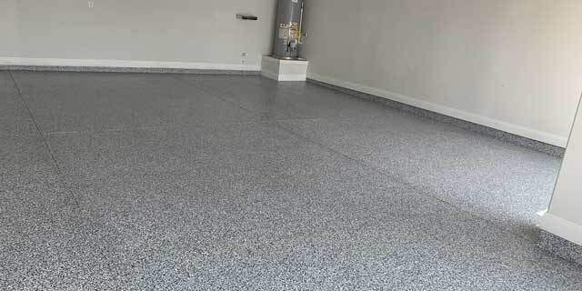 A photo shot of our smooth garage floors epoxy coating in a home in Austin, TX.