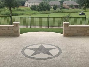 A golf course compound with a star shape made with decorative concrete coating.