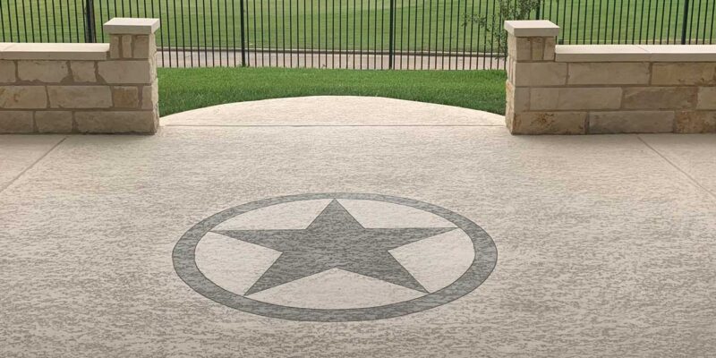 A golf course compound with a star shape made with decorative concrete coating.